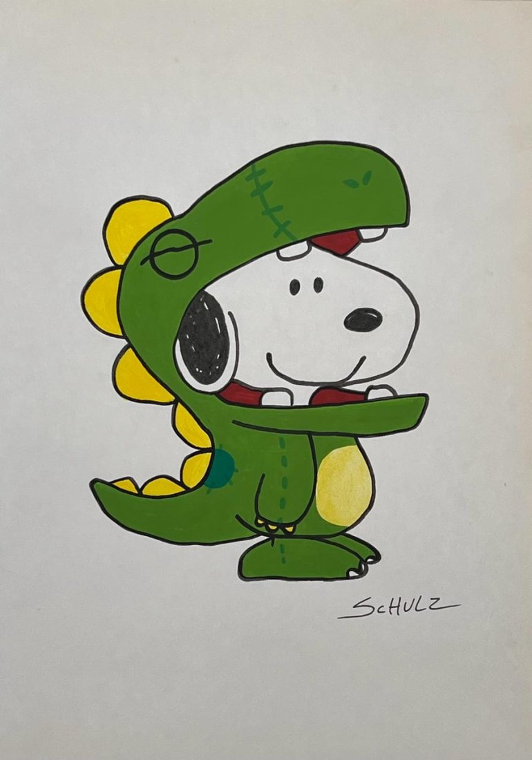 Charles M. Schulz (Mixed media on Paper Painting) In the style of (1 of 4)