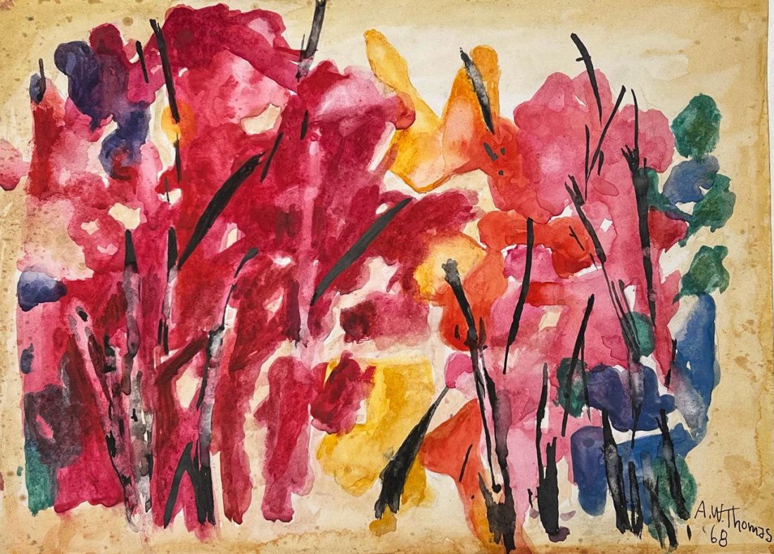 Alma Thomas (Mixed media on Paper Painting) In the style of: Mixed media painting on paper, rendered in the style of Alma Thomas. Measures: 8.5” x 12” Inches aprox. Provenance: Private Collection."In the style of" means after the artist. Thomas live