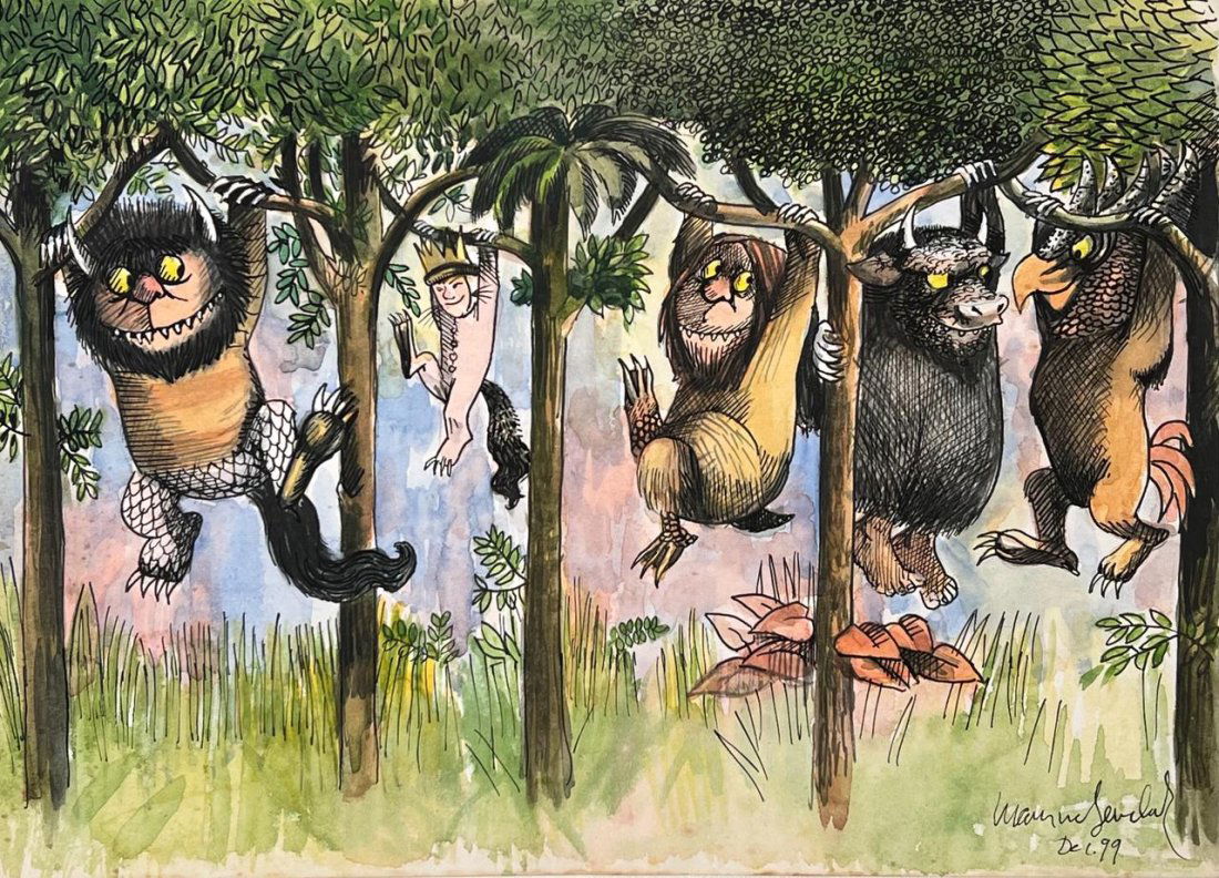 Maurice Sendak (Mixed media on Paper Painting) In the style of (1 of 4)