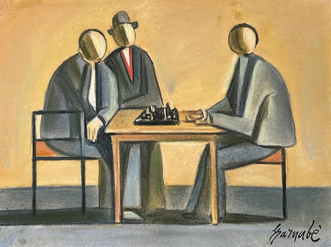 Duilio Barnabe (Mixed media on Paper Painting) In the style of: Mixed media painting on paper, rendered in the style of Duilio Barnabe. Measures: 8” x 11” Inches aprox. Provenance: Private Collection."In the style of" means after the artist. Barnabe li