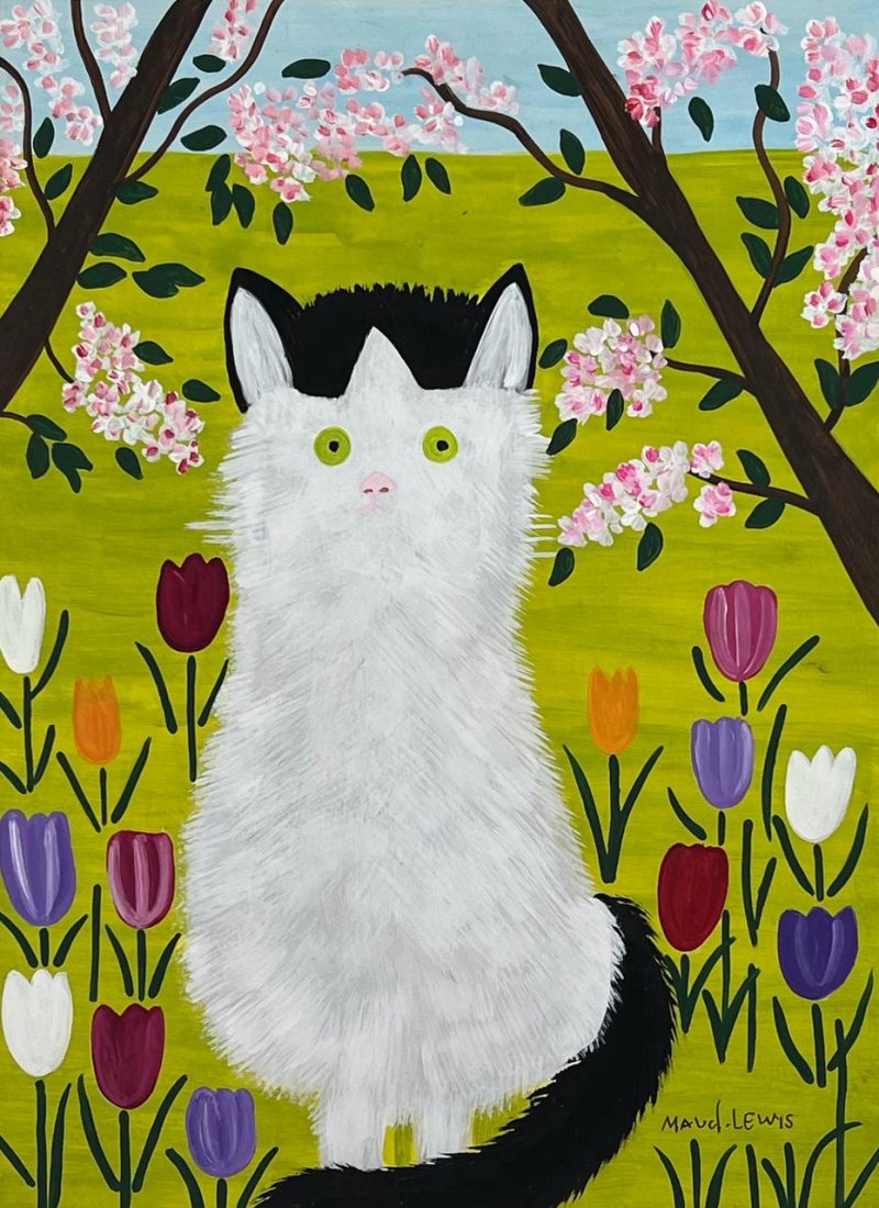 Maud Lewis Canadian (Mixed media on Paper Painting) In the style of: Mixed media painting on paper, rendered in the style of Maud Lewis. Measures: 8.5” x 11.5” Inches aprox. Provenance: Private Collection."In the style of" means after the artist. Lewis live