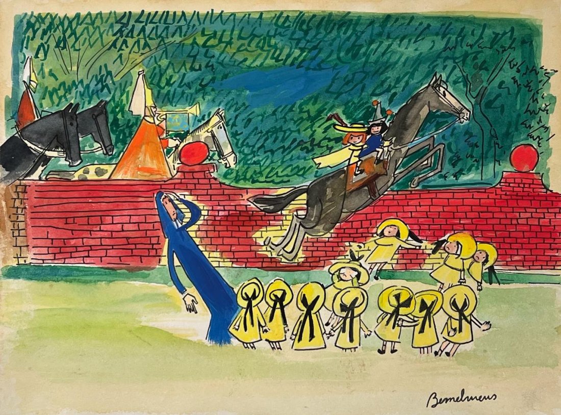 Ludwig Bemelmans (Mixed media on Paper Painting) In the style of: Mixed media painting on paper, rendered in the style of Ludwig Bemelmans. Measures: 8” x 11” Inches aprox. Provenance: Private Collection."In the style of" means after the artist. Bemelman