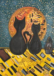 Gustav Klimt (Oil on Paper Painting) In the style of