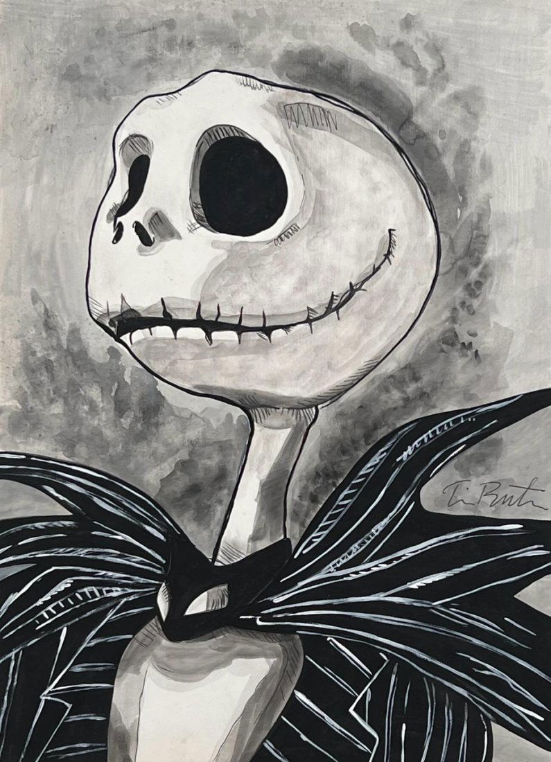 Tim Burton (Mixed media on Paper Painting) In the style of (1 of 4)