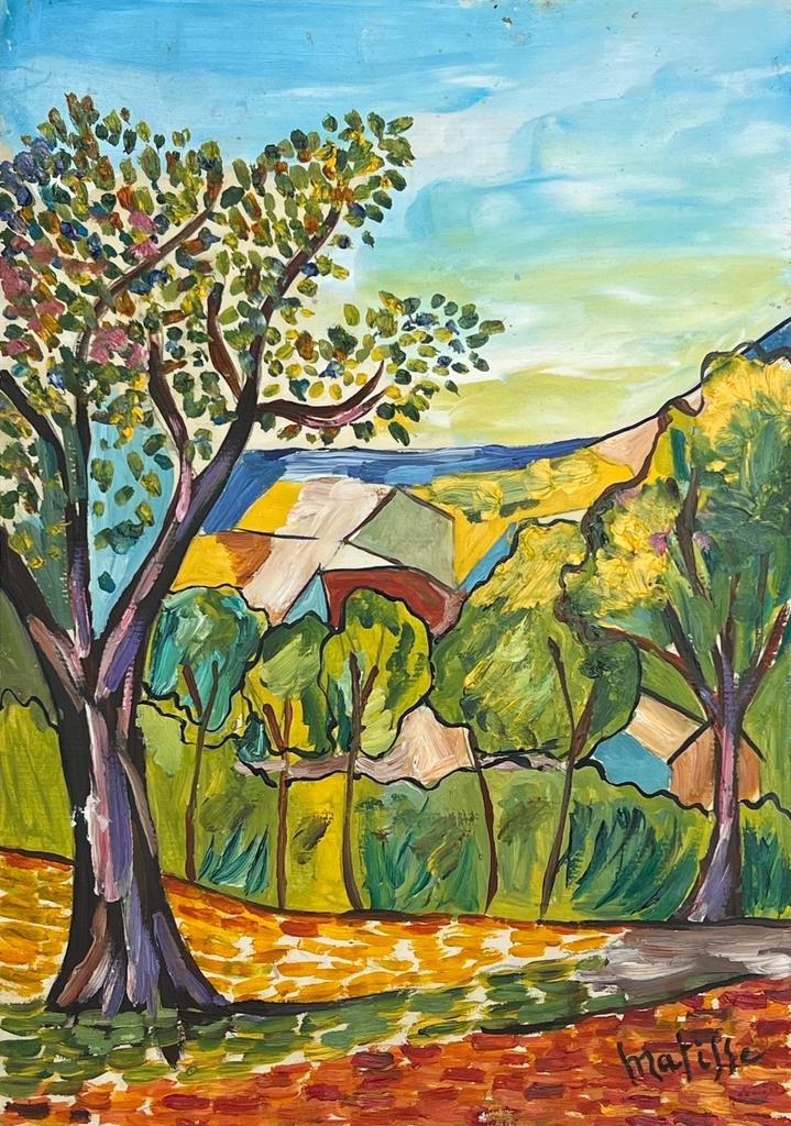 Henri Matisse (Oil on Paper Painting) In the style of: Oil painting on paper, rendered in the style of Henri Matisse. Measures: 8” x 11.5” Inches aprox. Provenance: Private Collection."In the style of" means after the artist. Lived between (31