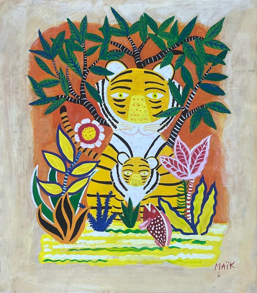 Henri Hecht Maik (Mixed media on Paper Painting) In the style of: Mixed media painting on paper,Rendered in the style of Henri Hecht Maik. Measures: 10.5” x 12” Inches aprox. Provenance: Private Collection."In the style of" means after the artist. Maik l