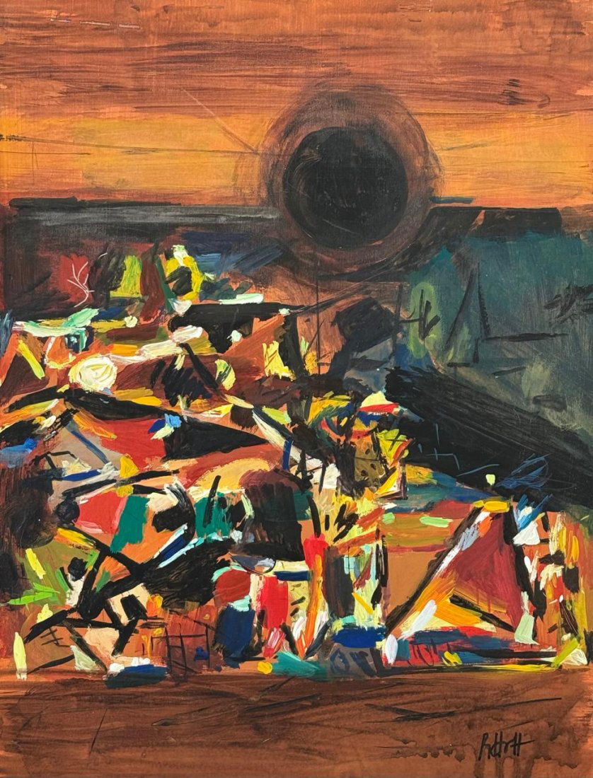 S. H. Raza (Mixed Media On Paper Painting) In the style of (1 of 4)