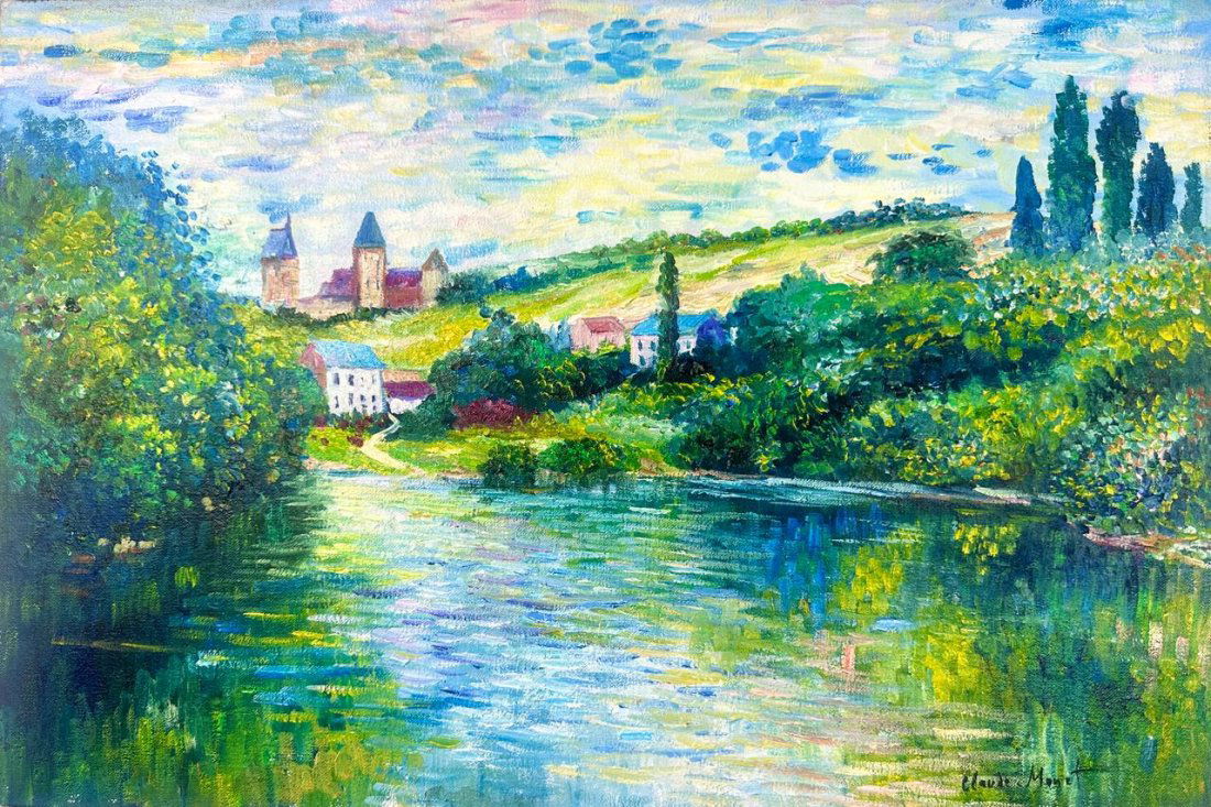 Claude Monet French (Oil on Canvas Painting) in the style of: Rendered in the style of Claude Monet. Technique:Oil on Canvas painting. Measures: 15.5 x 23.5 Inches aprox. Provenance: Private collection Europe. "In the style of" means after the artist. Monet live