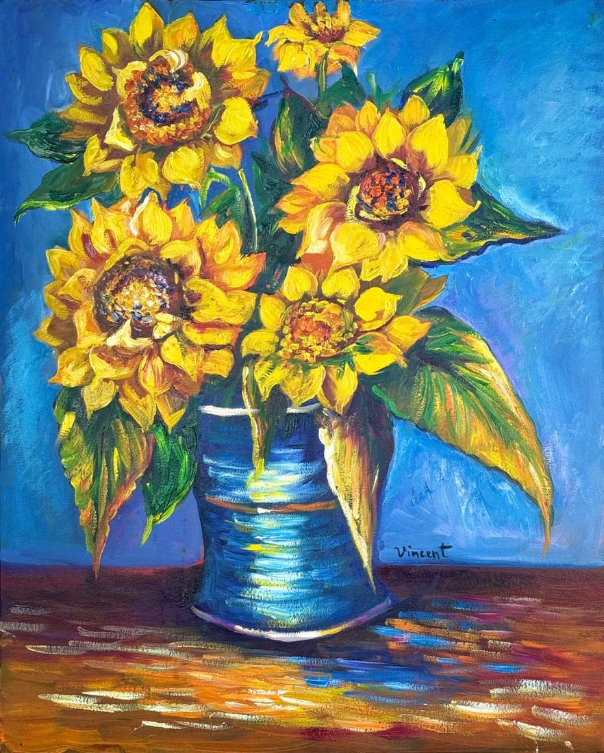 Vincent Van Gogh Dutch (Oil on Canvas Painting) in the style of: Rendered in the style of Vincent Van Gogh. Technique: Oil on canvas Painting. Measures: 15.5 x 19.5 Inches. Provenance:Private Collection Europe. "In the style of" means after the artist. Van gogh liv