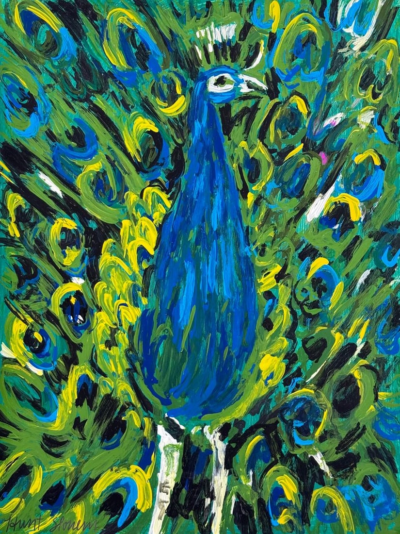 Hunt Slonem (Mixed media on Paper Painting) In the style of (1 of 4)