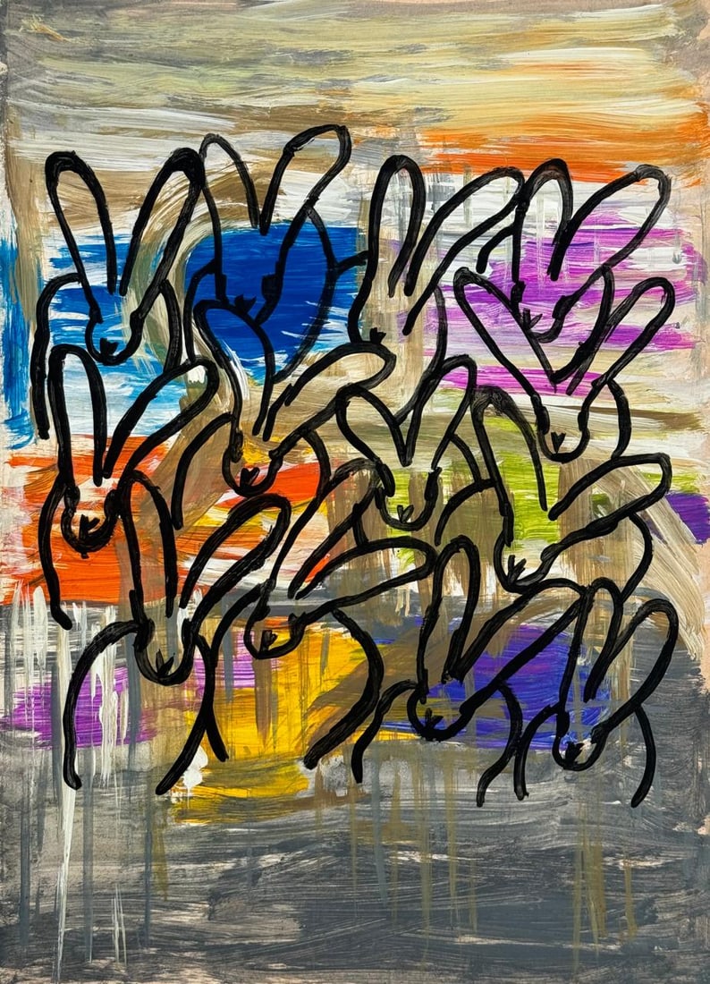 Hunt Slonem (Mixed media on Paper Painting) In the style of (1 of 4)