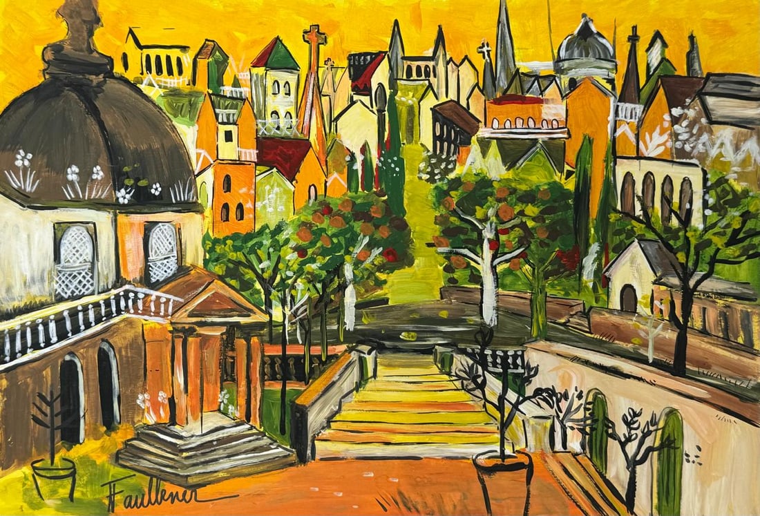 Henry Faulkner (Mixed Media On Paper Painting) In the style of: Mixed media painting on paper, rendered in the style of Henry Faulkner. Measures: 8” x 12” Inches aprox. Provenance: Private Collection. "In the style of" means after the artist. Faulkner 