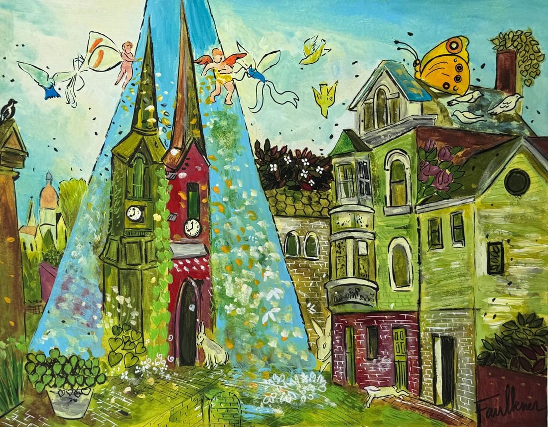 Henry Faulkner (Mixed Media On Paper Painting) In the style of: Mixed media painting on paper, rendered in the style of Henry Faulkner. Measures: 8.5” x 11” Inches aprox. Provenance: Private Collection. "In the style of" means after the artist. Faulkne