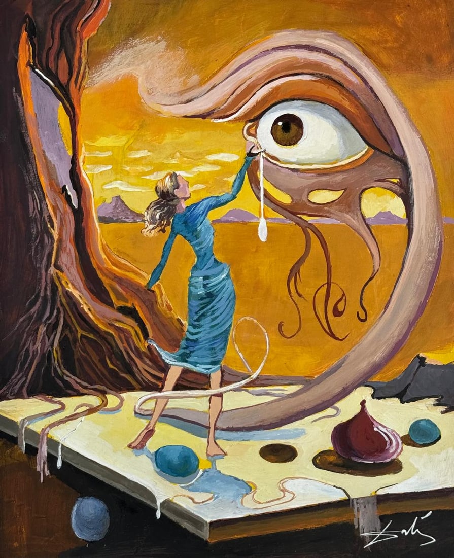 Salvador Dali Spanish (Mixed Media On Paper Painting) In the style of (1 of 4)