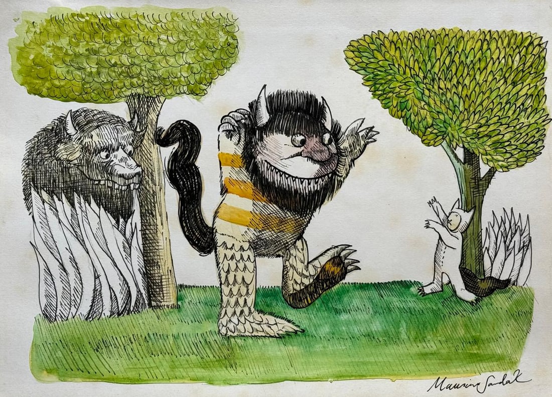 Maurice Sendak (Mixed media on Paper Painting) In the style of (1 of 4)