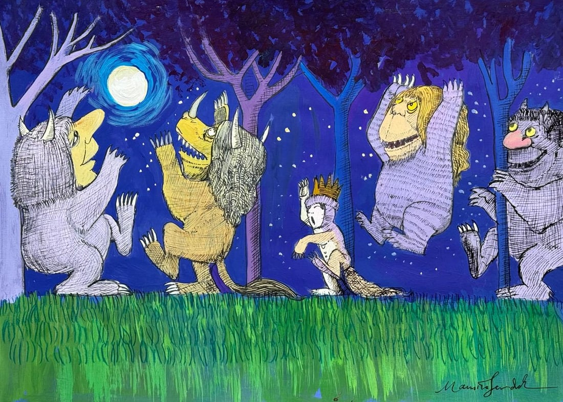 Maurice Sendak (Mixed media on Paper Painting) In the style of (1 of 4)
