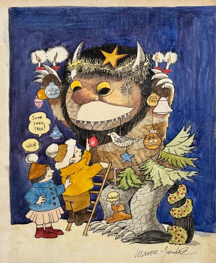 Maurice Sendak (Mixed media on Paper Painting) In the style of (1 of 4)