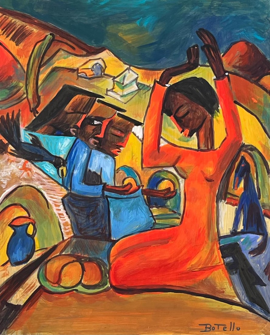 Angel Botello (Mixed media on Paper Painting) In the style of (1 of 3)