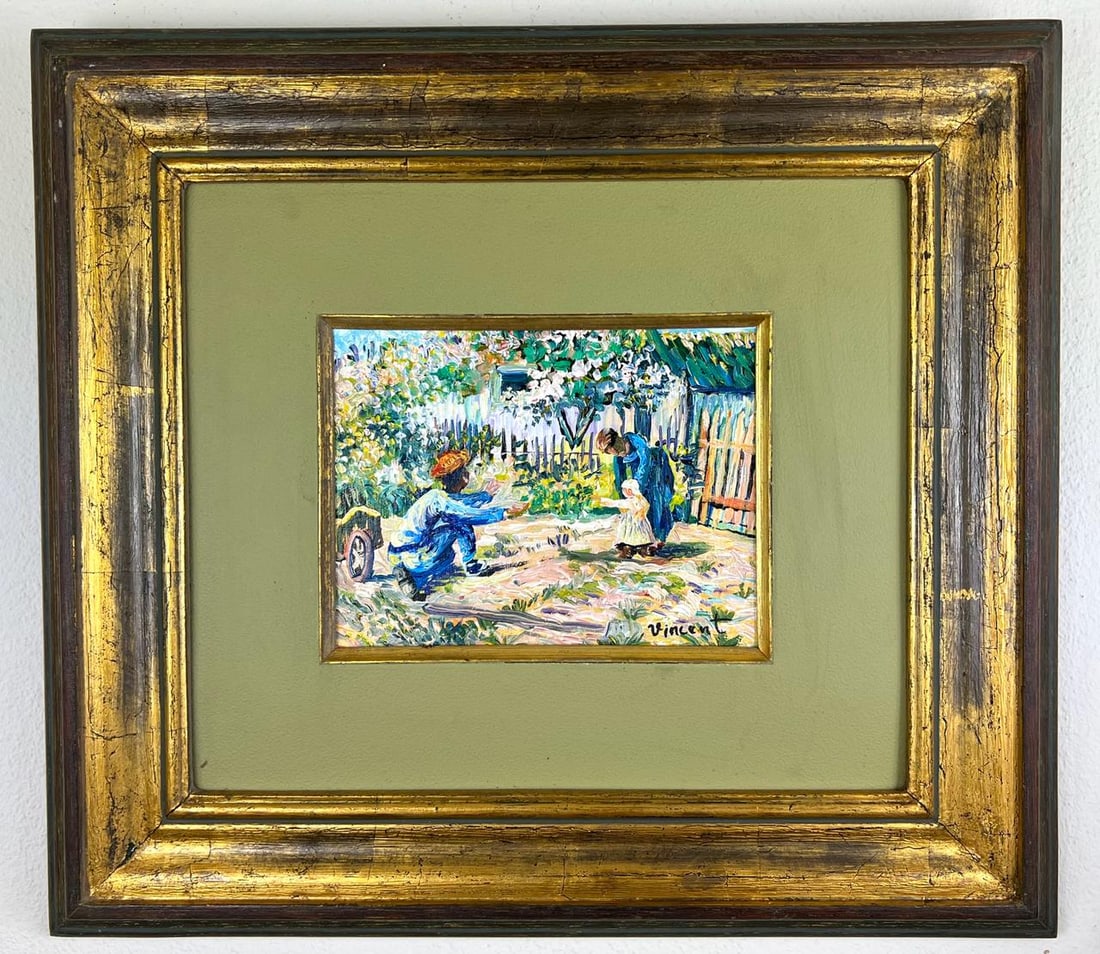 Vincent Van Gogh Dutch (Oil on Canvas Painting) in the style of: Rendered in the style of Vincent Van Gogh. Technique: Oil on canvas Painting. Measures: 16 x 17.5 Inches. Provenance:Private Collection Europe. "In the style of" means after the artist. The work is fr