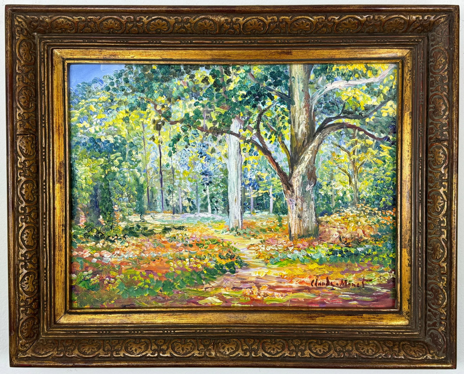 Claude Monet French (Oil on Canvas Painting) in the style of: Rendered in the style of Claude Monet. Technique: Oil on Canvas painting. Measures: 16.5 x 20.5 Inches aprox. Provenance: Private collection. "In the style of" means after the artist. The artwork is f