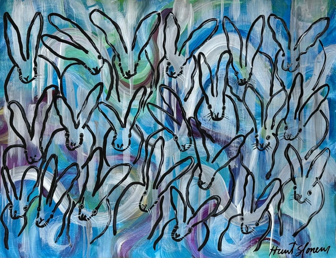 H.Slonem (Mixed media on Paper Painting) In the style of: Mixed media painting on paper, rendered in the style of Hunt S. Measures: 8.5” x 11.5” Inches aprox. Provenance: Private Collection."In the style of" means after the artist. Slonem born Ju