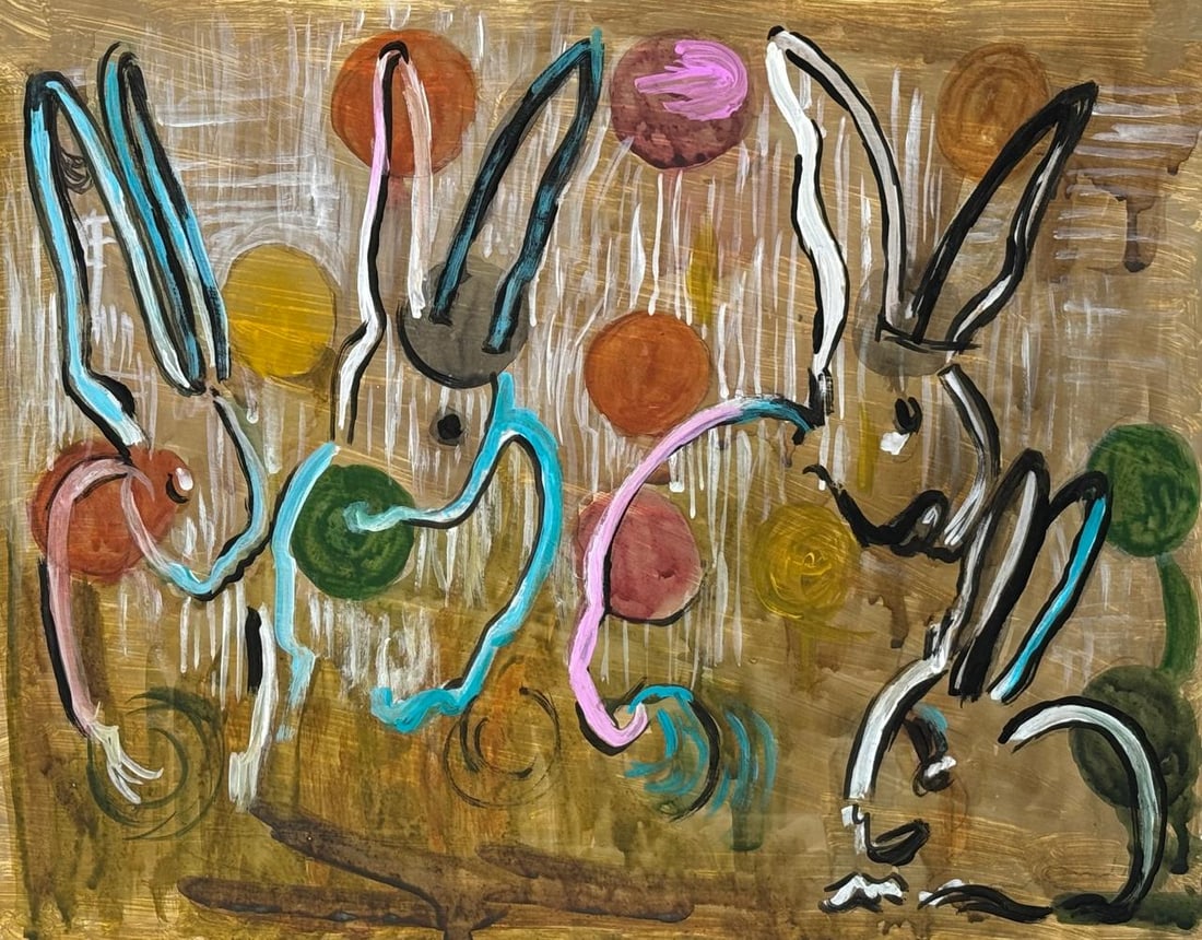 H.Slonem (Mixed media on Paper Painting) In the style of: Mixed media painting on paper, rendered in the style of Hunt S. Measures: 8.5” x 12” Inches aprox. Provenance: Private Collection."In the style of" means after the artist. Slonem born July