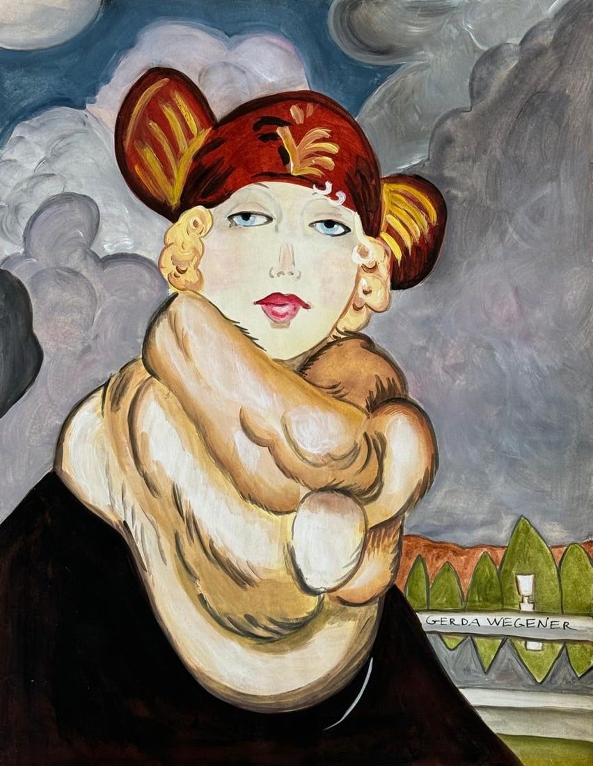 Gerda Wegener (Mixed media on Paper Painting) In the style of: Mixed media painting on paper, rendered in the style of Gerda Wegener. Measures: 8.5” x 11” Inches aprox. Provenance: Private Collection."In the style of" means after the artist. Wegener (