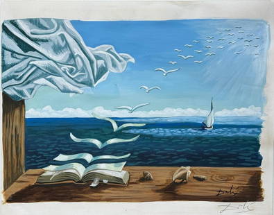 Salvador Dali Spanish (Mixed Media On Paper Painting) In the style of: Mixed media painting on paper,Rendered in the style of Salvador Dali. Measures: 9.5&rdquo; x 12&rdquo; Inches aprox. Provenance: Private Collection."In the style of" means after the artist. Dali lived