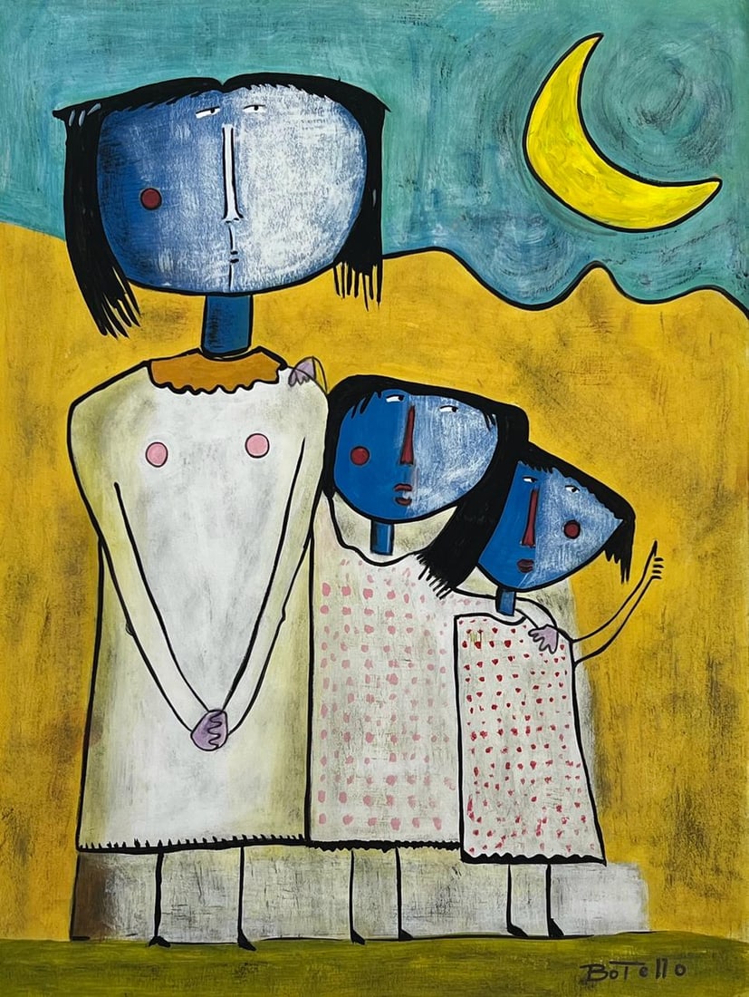 Angel Botello (Mixed media on Paper Painting) In the style of (1 of 4)