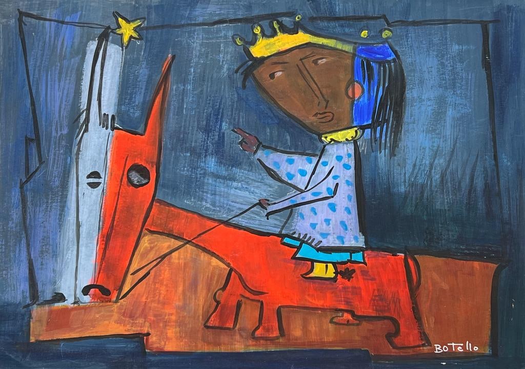 Angel Botello (Mixed media on Paper Painting) In the style of (1 of 4)