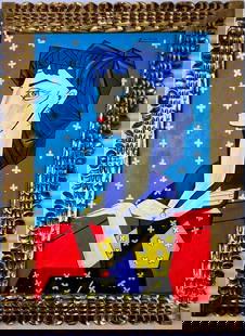 Pablo Picasso Spanish (Oil on Canvas Painting) In the style of: Rendered in the style of Pablo Picasso. Technique: Oil on Canvas painting. Measures: 21.5 x 29.5 Inches aprox. Provenance: Private collection."In the style of" means after the artist. The artwork is f