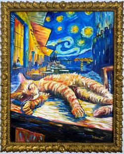 Vincent Van Gogh Dutch (Oil on Canvas Painting) in the style of: Rendered in the style of Vincent Van Gogh. Technique: Oil on canvas Painting. Measures: 17.5 x 21.5 Inches. Provenance:Private Collection Europe. "In the style of" means after the artist. The work is