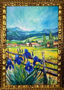Vincent Van Gogh Dutch (Oil on Canvas Painting) in the style of: Rendered in the style of Vincent Van Gogh. Technique: Oil on canvas Painting. Measures: 21 x 29 Inches. Provenance:Private Collection Europe. "In the style of" means after the artist. The work is fram