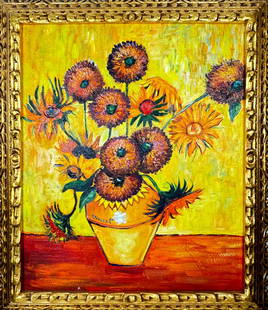 Vincent Van Gogh Dutch (Oil on Canvas Painting) in the style of: Rendered in the style of Vincent Van Gogh. Technique: Oil on canvas Painting. Measures: 25 x 29 Inches. Provenance:Private Collection Europe. "In the style of" means after the artist. The work is fram