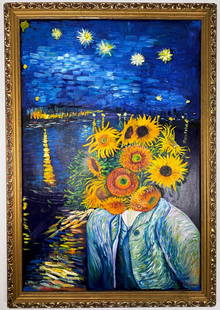 Vincent Van Gogh Dutch (Oil on Canvas Painting) in the style of: Rendered in the style of Vincent Van Gogh. Technique: Oil on canvas Painting. Measures: 26.5 x 38.5 Inches. Provenance:Private Collection. "In the style of" means after the artist. The work is framed.