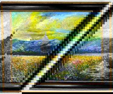 Vincent Van Gogh Dutch (Oil on Canvas Painting) in the style of: Rendered in the style of Vincent Van Gogh. Technique: Oil on canvas Painting. Measures: 17.5 x 21.5 Inches. Provenance:Private Collection. "In the style of" means after the artist. The work is framed.