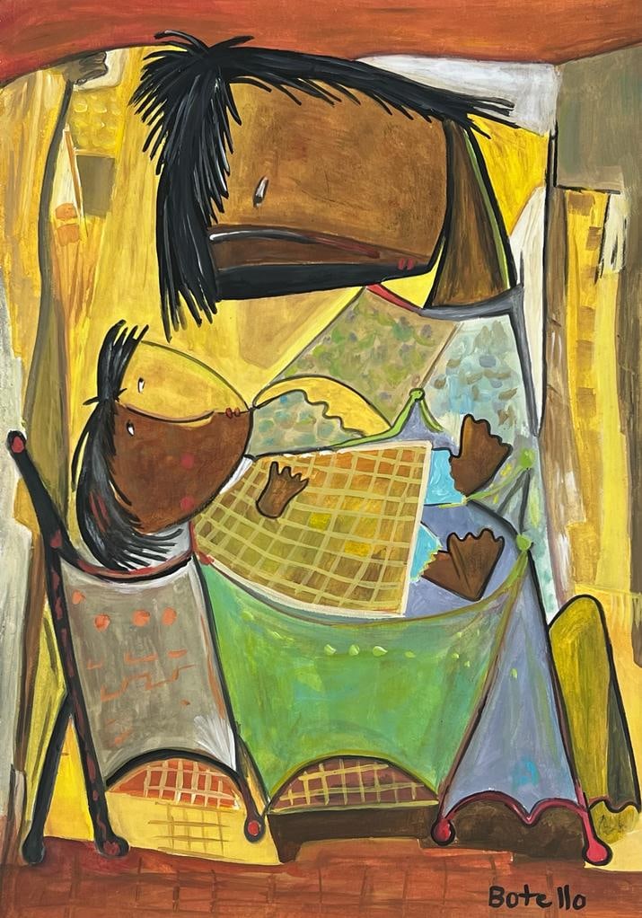 Angel Botello (Mixed media on Paper Painting) In the style of (1 of 4)