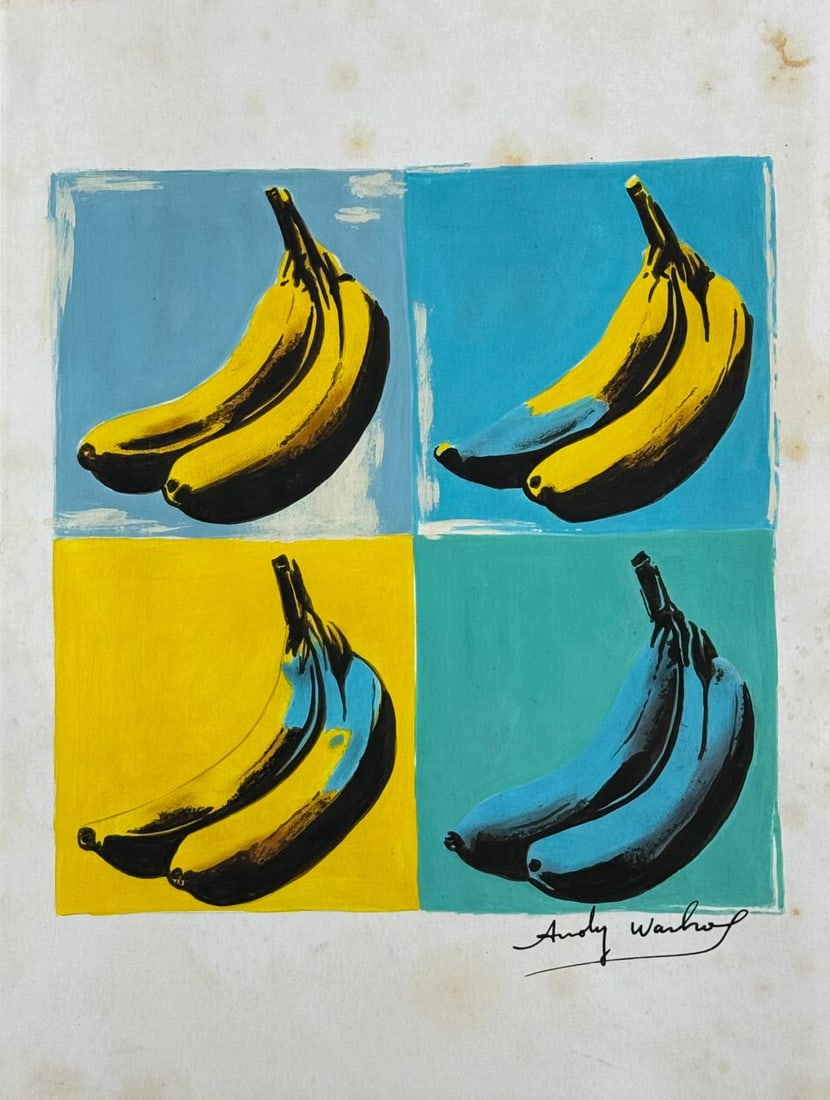 Andy Warhol (Mixed media on Paper Painting) In the style of: Mixed media painting on paper, rendered in the style of Andy Warhol. Measures: 8.5” x 11.5” Inches aprox. Provenance: Private Collection."In the style of" means after the artist. Warhol li