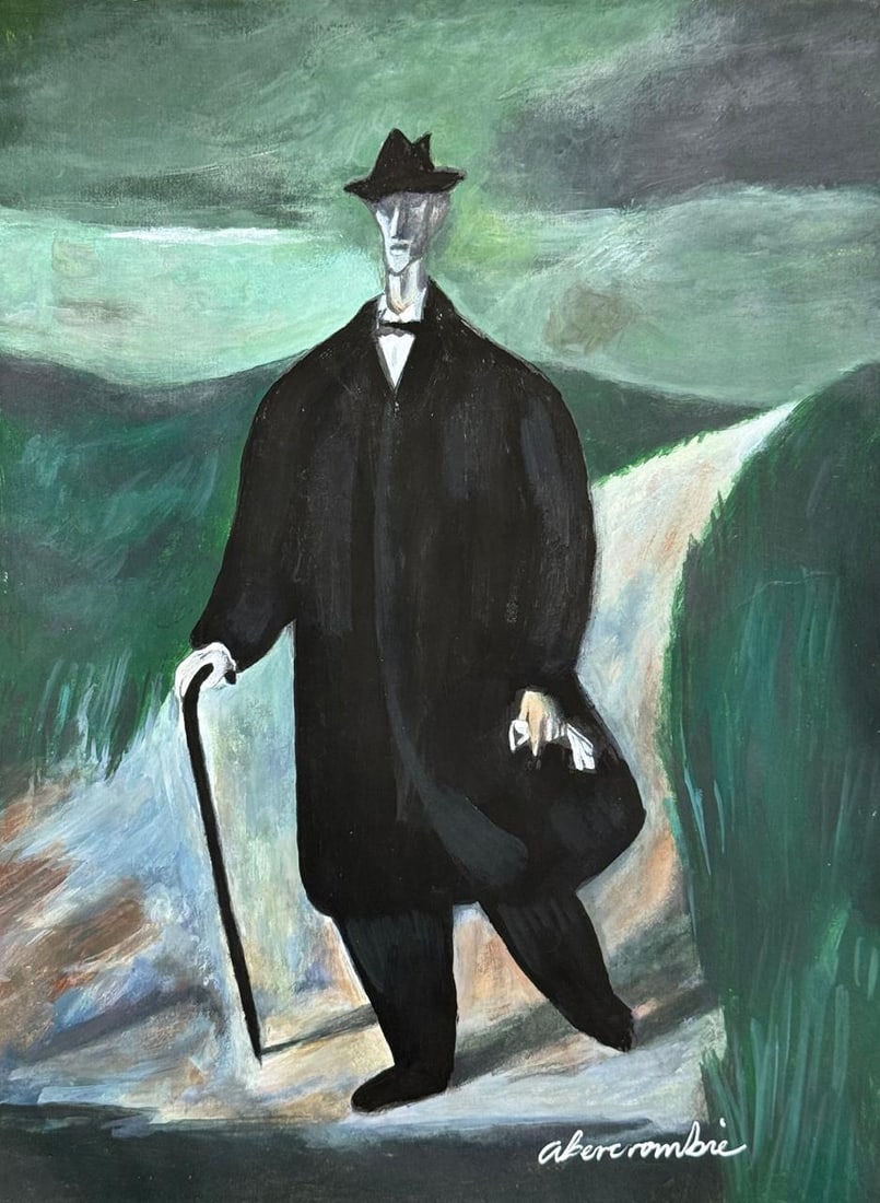 Gertrude Abercrombie American (Mixed media on Paper Painting) In the style of: Mixed media painting on paper, Rendered in the style of Gertrude Abercrombie. Measures: 8” x 10.5” Inches aprox. Provenance: Private Collection."In the style of" means after the artist. Ab