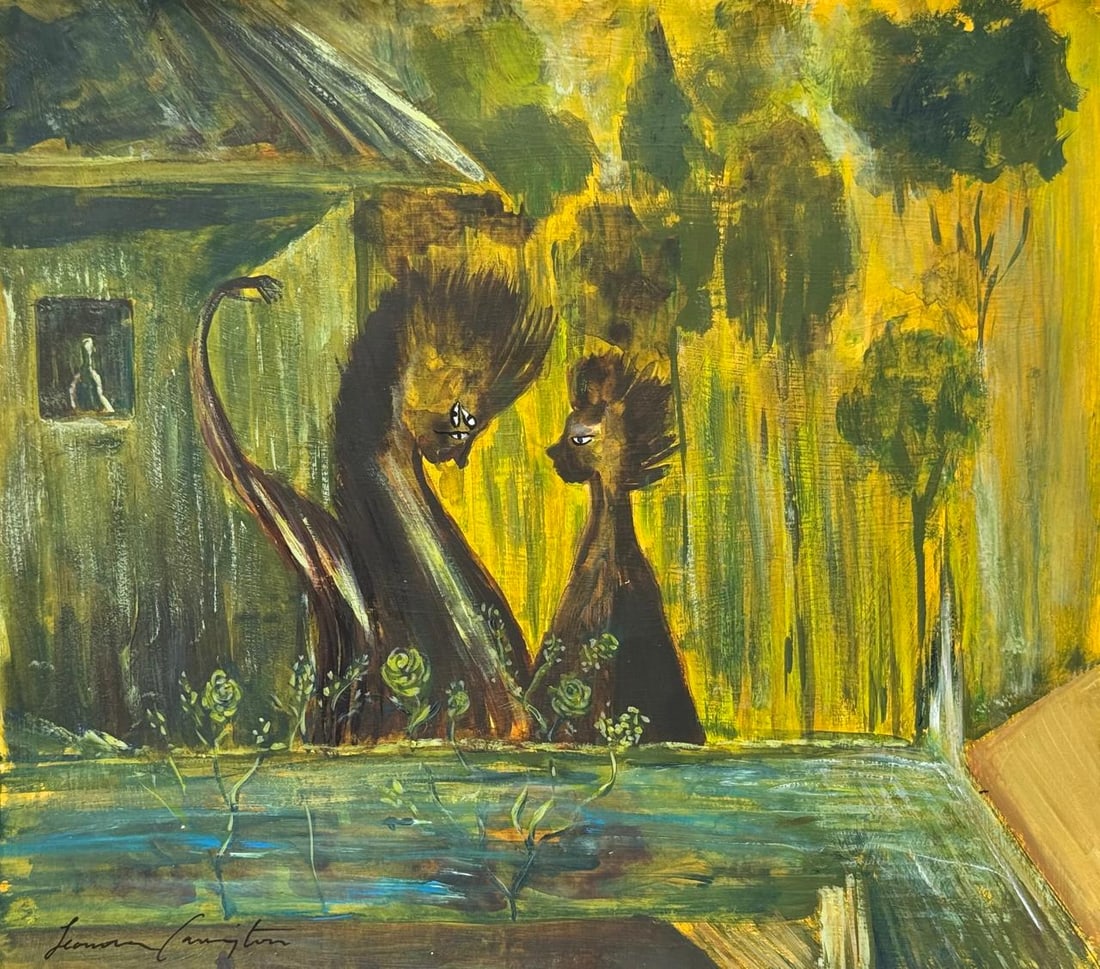 Leonora Carrington (Mixed media on Paper Painting) In the style of: Mixed media painting on paper, rendered in the style of Leonora Carrington. Measures: 10” x 11” Inches aprox. Provenance: Private Collection."In the style of" means after the artist. Carri