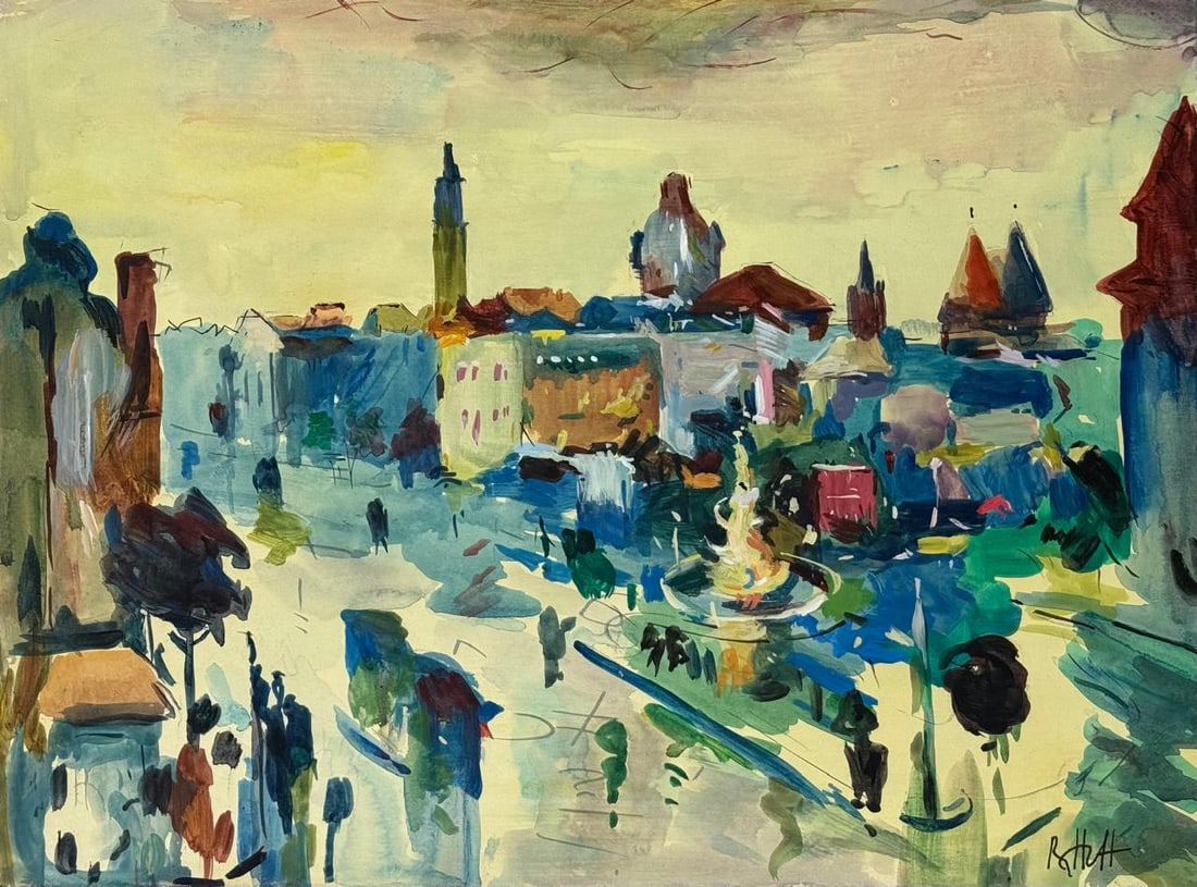 S. H. Raza (Mixed Media On Paper Painting) In the style of (1 of 4)