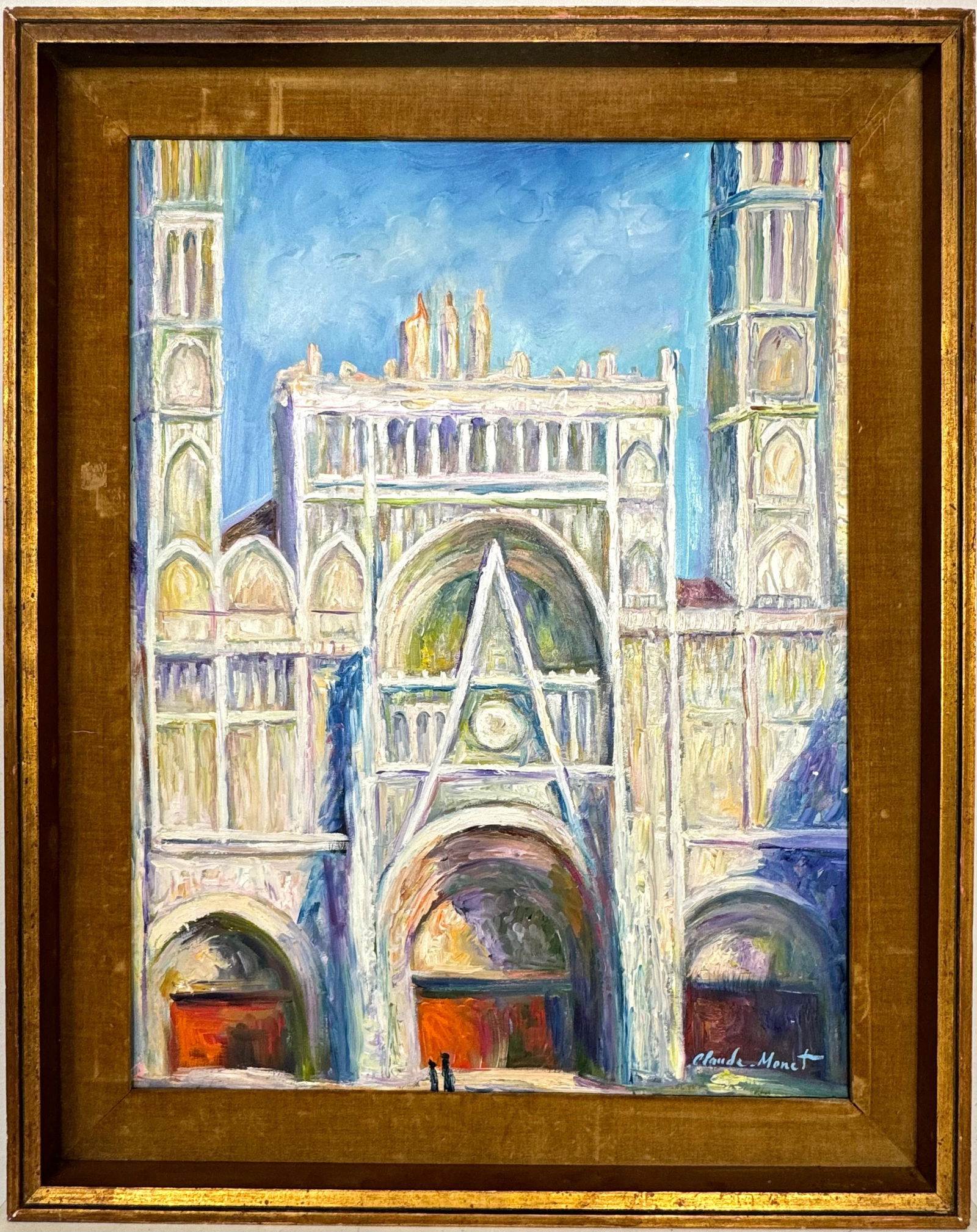 Claude Monet French (Oil on Canvas Painting) in the style of: Rendered in the style of Claude Monet. Technique: Oil on Canvas painting. Measures: 22.5 x 28.5 Inches aprox. Provenance: Private collection. "In the style of" means after the artist. The artwork is f