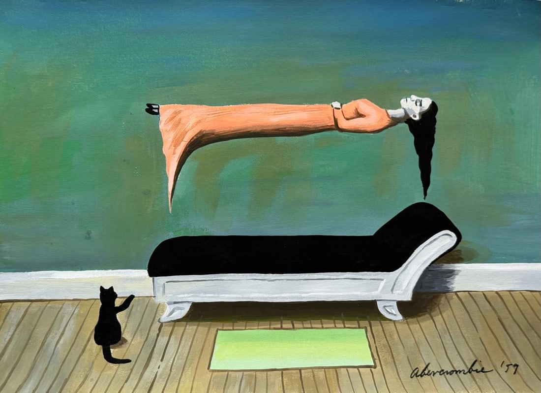 Gertrude Abercrombie American (Mixed media on Paper Painting) In the style of: Mixed media painting on paper, rendered in the style of Gertrude Abercrombie. Measures: 9” x 12” Inches aprox. Provenance: Private Collection."In the style of" means after the artist. Aber