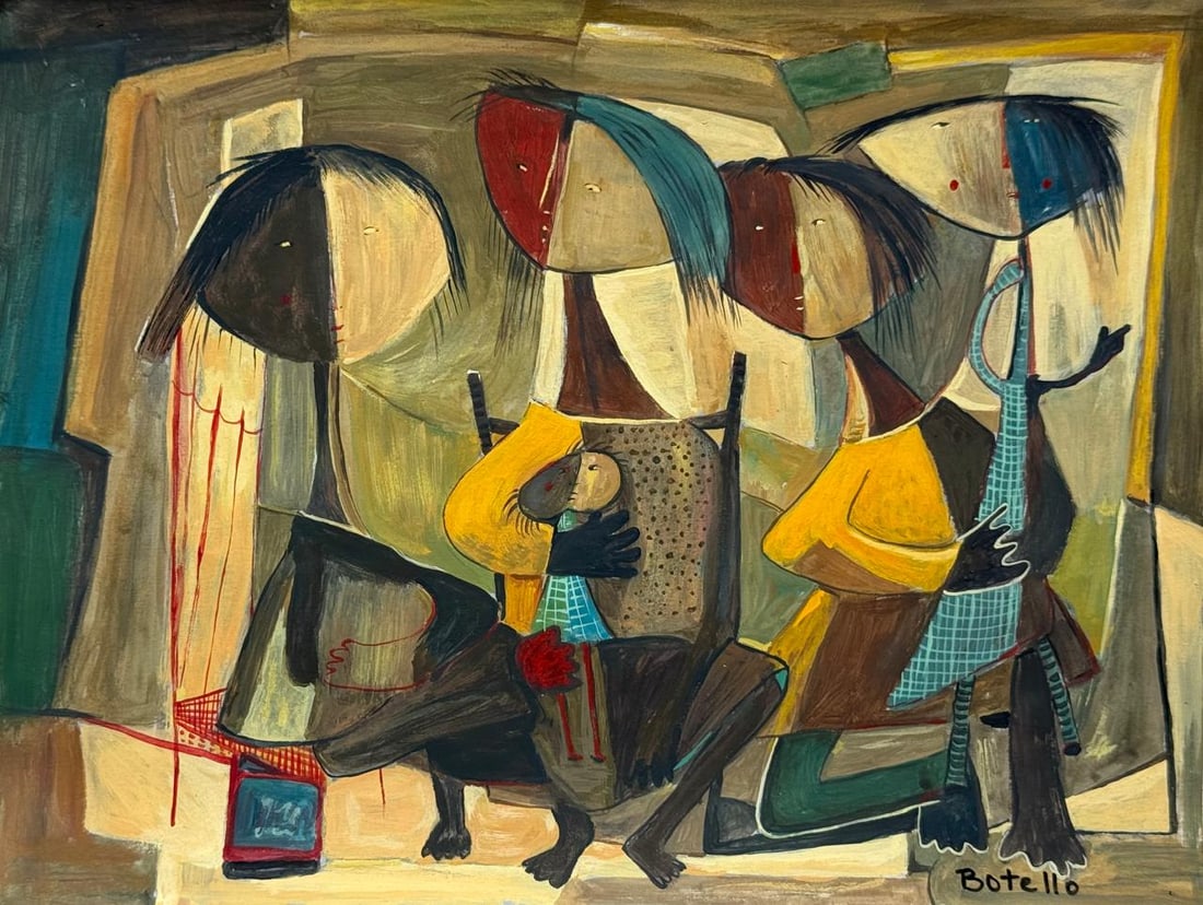 Angel Botello (Mixed media on Paper Painting) In the style of (1 of 4)