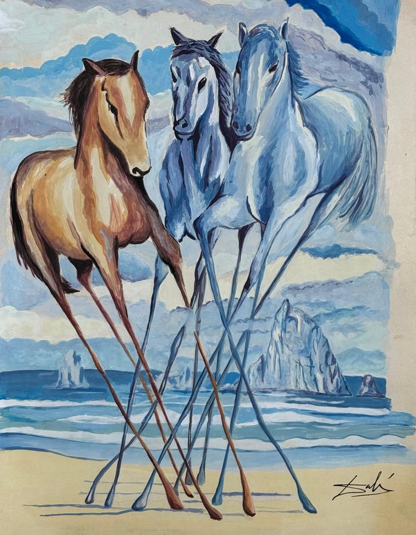 Salvador Dali Spanish (Mixed Media On Paper Painting) In the style of (1 of 4)