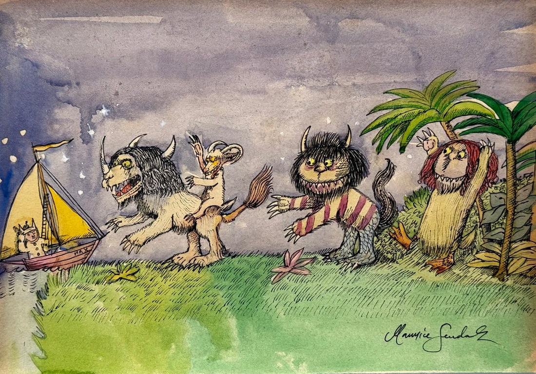 Maurice Sendak (Mixed media on Paper Painting) In the style of (1 of 4)