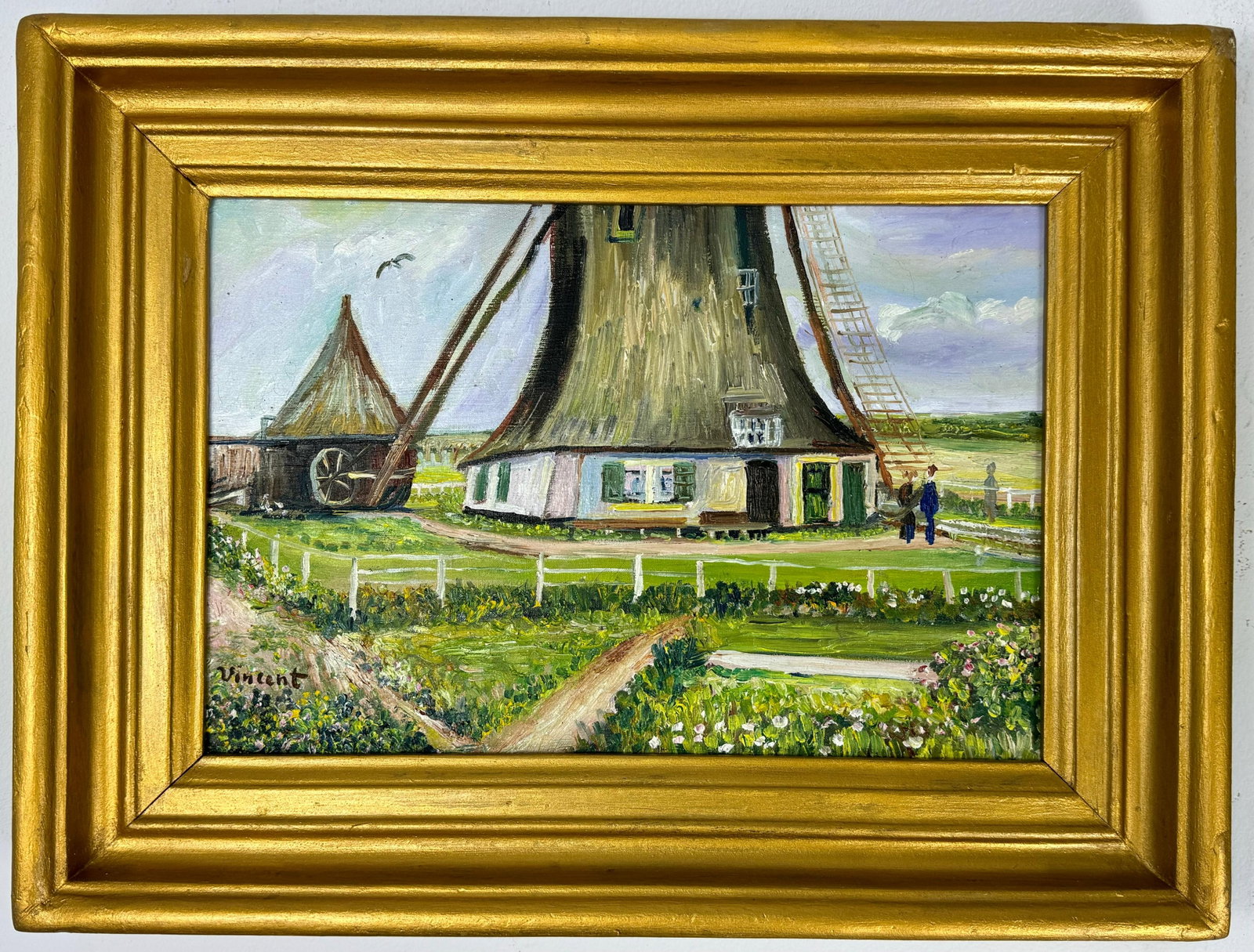Vincent Van Gogh Dutch (Oil on Canvas Painting) in the style of: Rendered in the style of Vincent Van Gogh. Technique: Oil on canvas Painting. Measures: 13" x 17.5" Inches. Provenance:Private Collection. "In the style of" means after the artist. The work is framed.