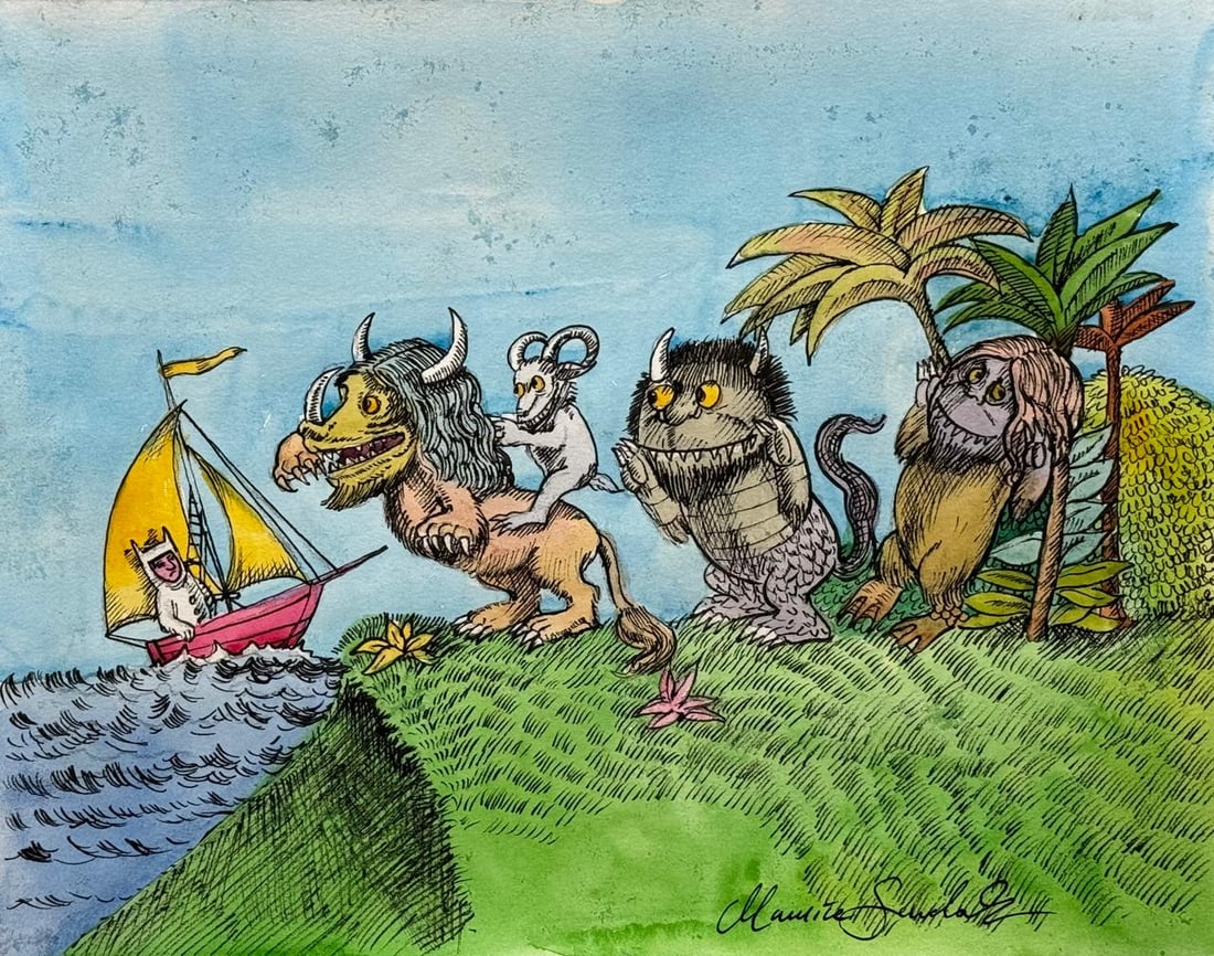 Maurice Sendak (Mixed media on Paper Painting) In the style of (1 of 4)