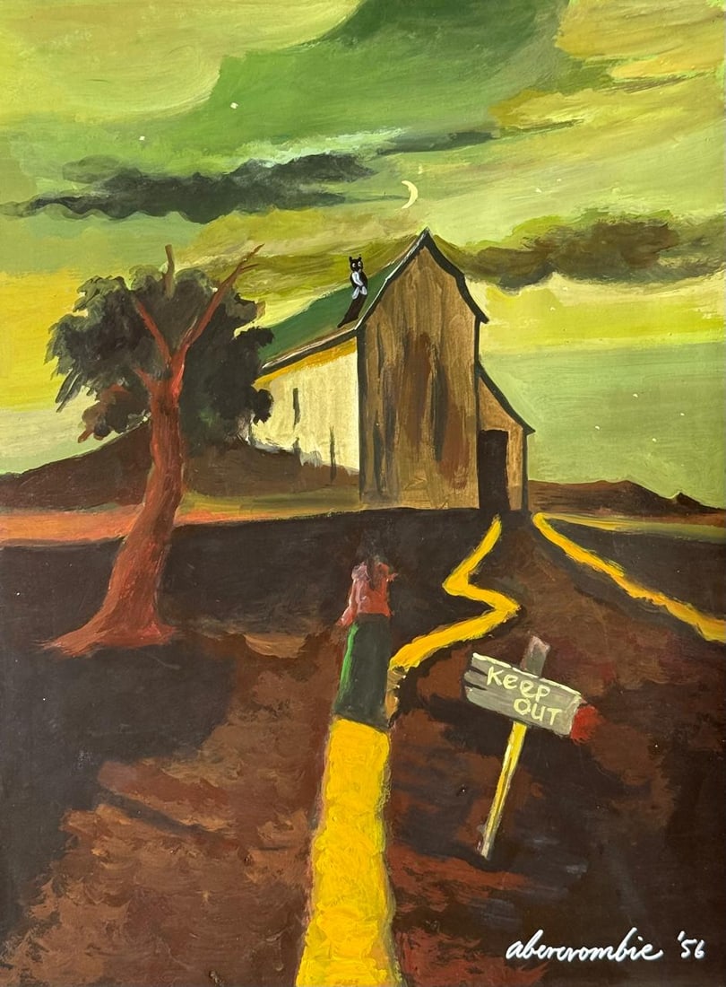 Gertrude Abercrombie American (Mixed media on Paper Painting) In the style of: Mixed media painting on paper, rendered in the style of Gertrude Abercrombie. Measures: 8.5” x 11.5” Inches aprox. Provenance: Private Collection."In the style of" means after the artist.