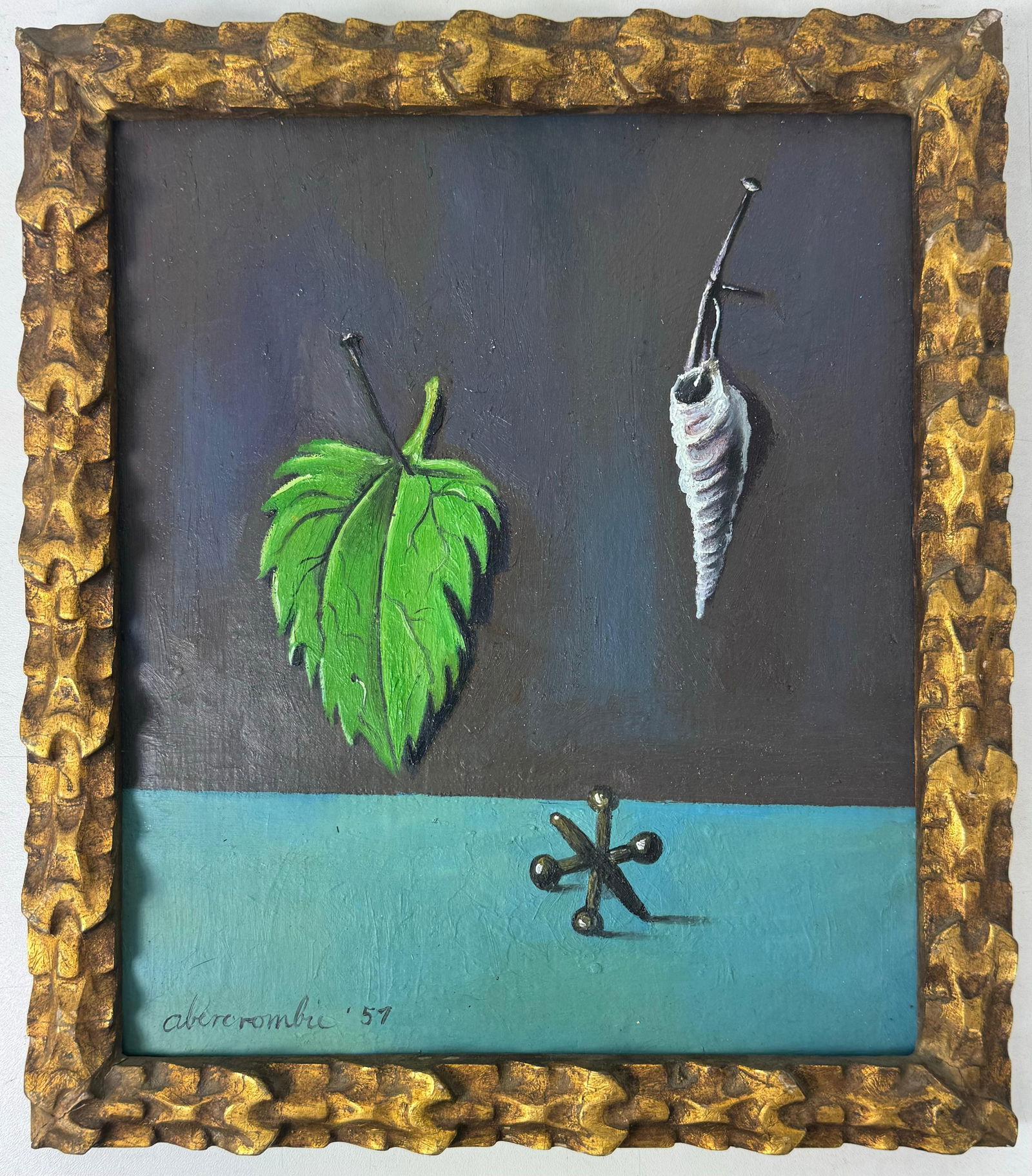 Gertrude Abercrombie American (Oil on Wood Painting) in the style of: Rendered in the style of Gertrude Abercrombie. Technique: Oil on Wood painting. Measures: 10" x 11.5" Inches aprox. Provenance: Private collection. "In the style of" means after the artist. The artwor